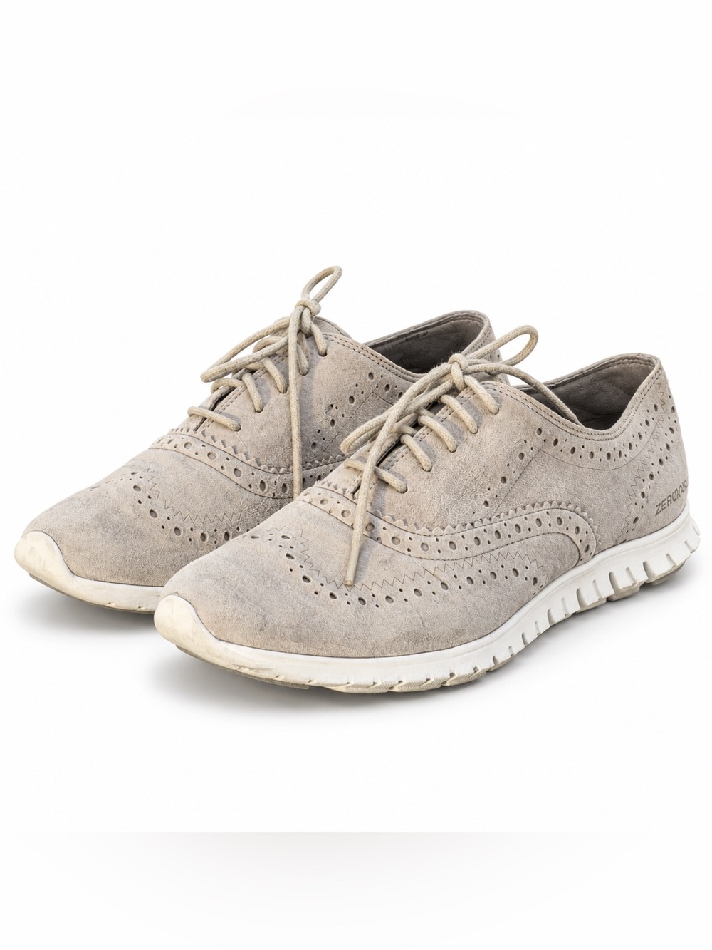 Cole Haan ZERØGRAND Suede Wingtip Oxford Comfort Shoes Taupe Gray Academia 8.5B